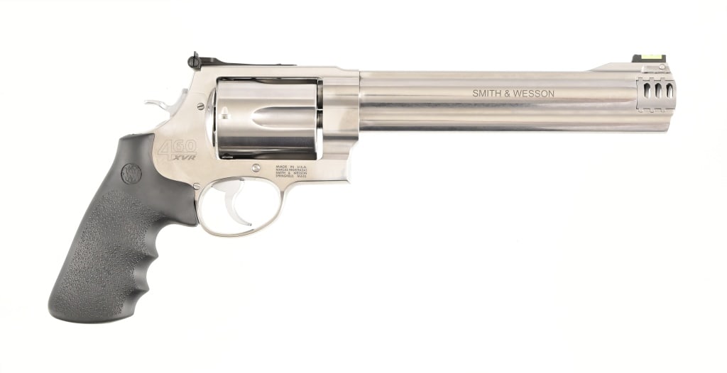 S&W Model 460 Magnum Revolver: S/N DYR4838. Stainless 8 1/4" barrel. Comes in original case. Modern