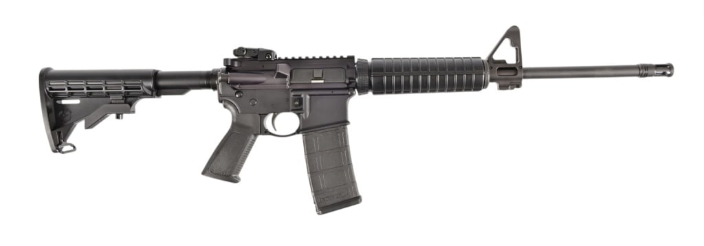 Ruger AR-556: S/N: 851-51050. 17 1/2" barrel, Ruger flip up rear sight, adjustable rear stock. Modern.