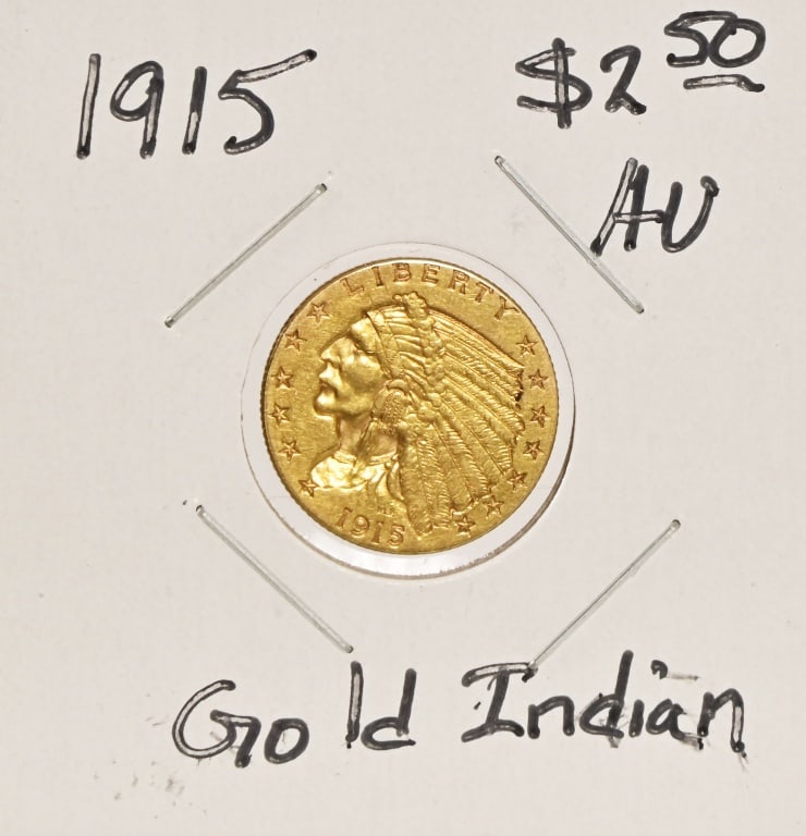 1915 Indian Head $2.50 Gold Coin (1 of 2)
