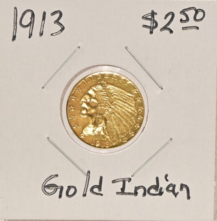 1913 Indian Head $2.50 Gold Coin (1 of 2)