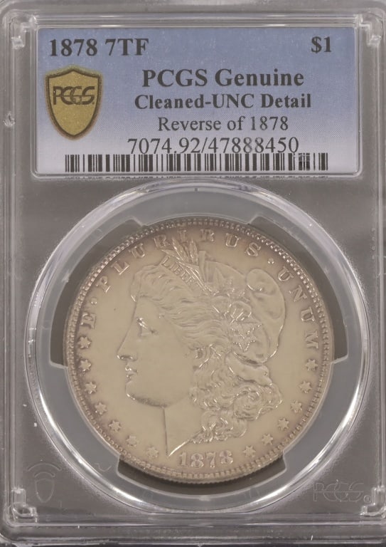 1878 7TF Morgan Silver $1 PCGS UNC Detail: Reverse of 1878