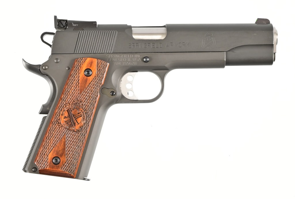 Springfield Model 1911-A1 SA .45 Auto: 5" barrel. Two magazines with holder and holster. In original factory box. Modern.