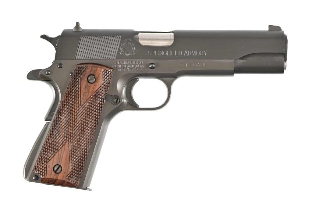 Springfield Model 1911-A1 .45 Colt Auto Pistol: 5" barrel. Two magazines. In factory case. Modern.