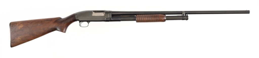 Winchester Model 12 - 16 Gauge Shotgun: 28" barrel, pump action shotgun, chambered for 2 3/4" shells, full choke. Modern.