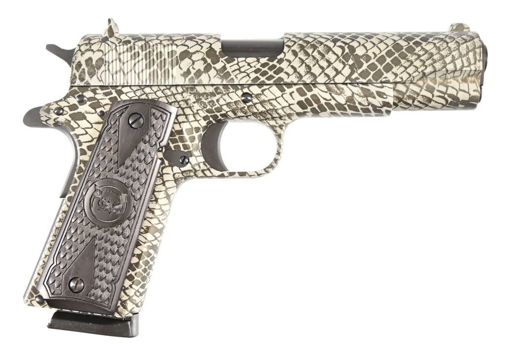 Iver Johnson 1911A1 .45 Auto Pistol: S/N A004282. In factory box. 5" barrel. Modern.