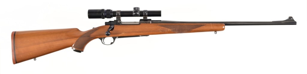 Ruger M77- .358 Win. Rifle: Bolt action. 21 1/2" barrel with Bushnell Sportview 1.5x4.5 scope - SN#74-15. Modern.
