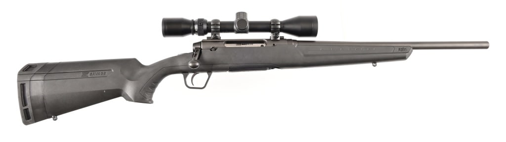 Savage Axis 350 Legend Bolt Action Rifle w/ Scope: S/N: N933091. Bolt action rifle with Weaver 3x9 Scope. 18" barrel, modern.