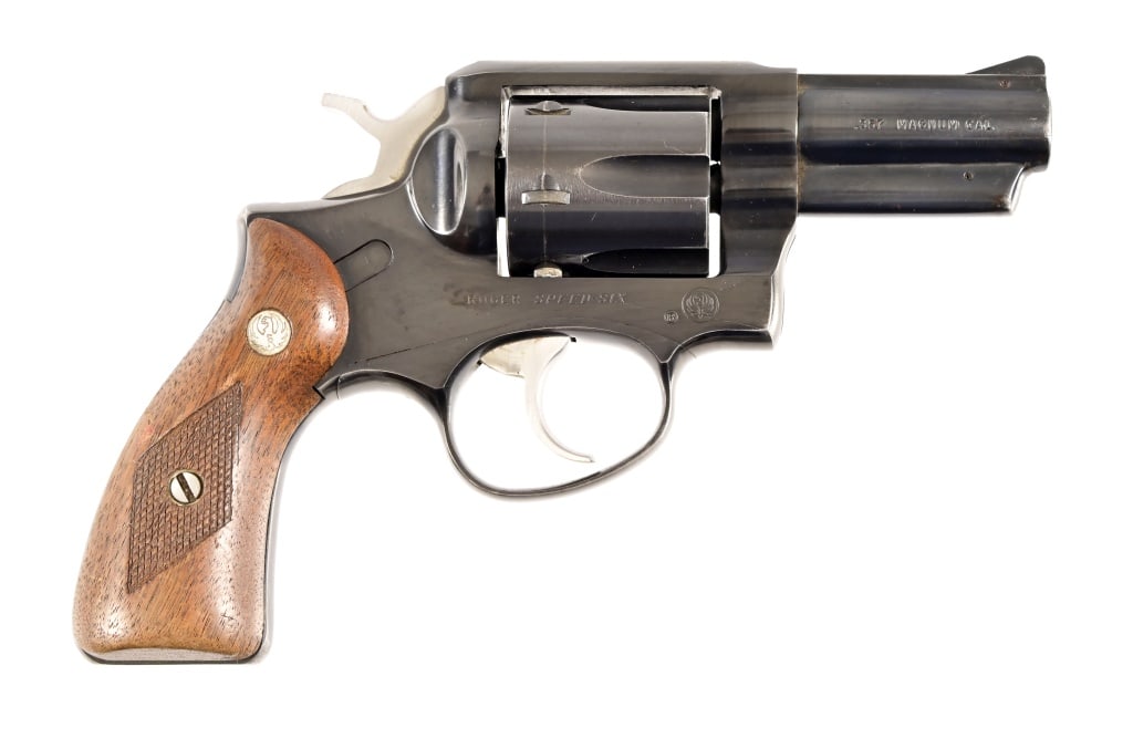 Ruger Speed-Six .357 Magnum Revolver: S/N 159-21267. 2/12" barrel.Fair condition. Modern.