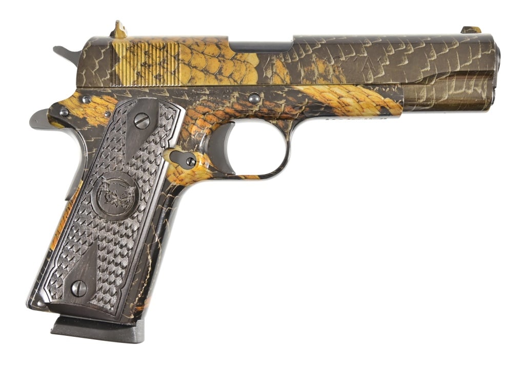 Iver Johnson Model 1911A1 .45 Pistol: S/N A001979. In original factory case. 5" barrel. Modern.