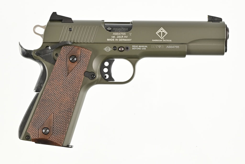 GSG 1911 .22 LR: S/N A884755, 5" Barrel. In original factory case. Imported by ATI Summerville, SC. Modern