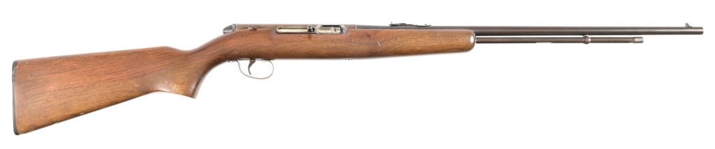 Remington Model 550-1 .22 Rifle: 24" barrel, semi auto rifle, chambered for S, L, or LR shells, an additional number has been engraved on LH side of receiver. Modern.