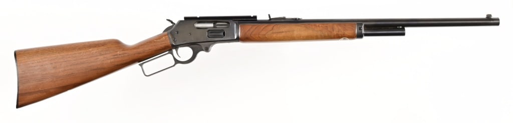 Marlin 1895 .45-70 Lever Action Rifle: S/N: B004547. Lever action rifle, walnut stock, 22" barrel. Modern.