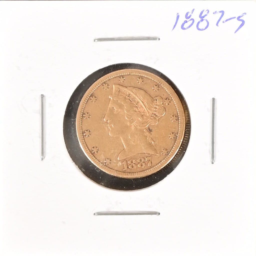 1887-S Liberty Head $5 Gold Coin: 1887-S Liberty Head $5 Gold Coin