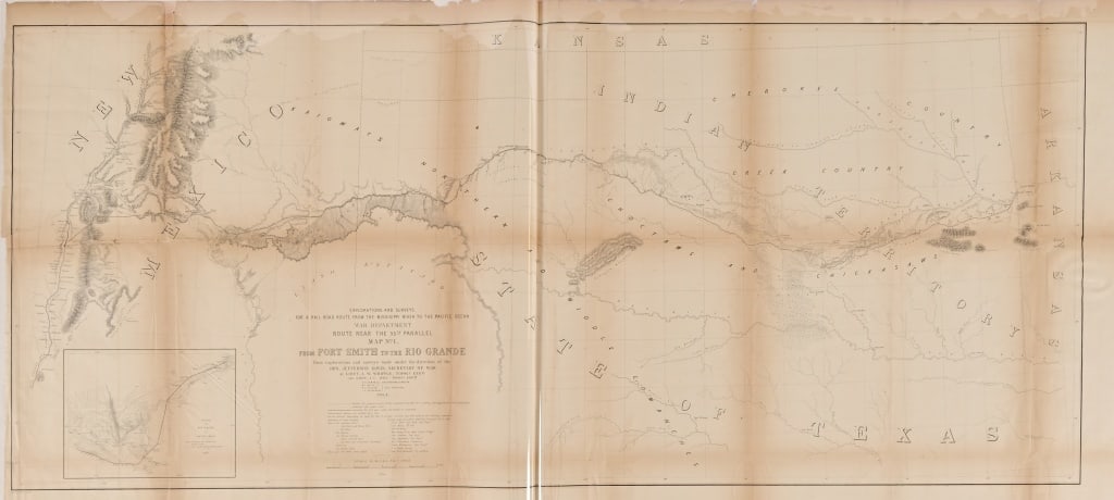 1853 Fort Smith To The Rio Grande Texas Map (1 of 6)
