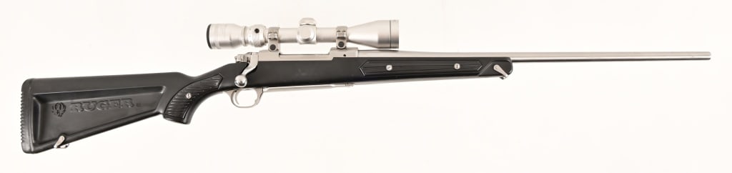 Ruger M77 - Mark II Bolt Action Rifle .270 Win: 22" Barrel, w/ Tasco 2.5-8x40 Scope, S/N 782-29163. Stainless all weather version. Modern