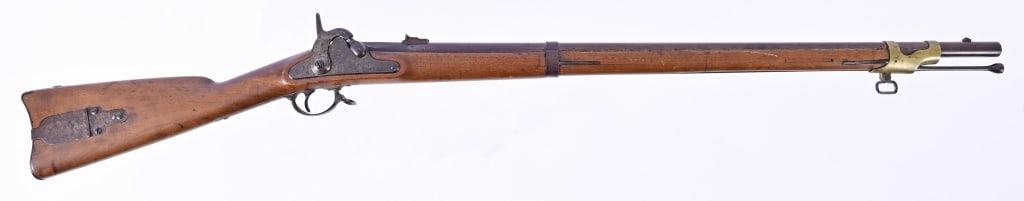 Richmond 1862 Confederate Civil War Rifled Musket: Confederate Civil War Richmond High Hump Rifled Musket Marked C.S. Richmond, VA 1862 on side plate. .58 caliber. Barrel measures 32 3/4", barrel. Working action. Metal and wood are in good condition. 