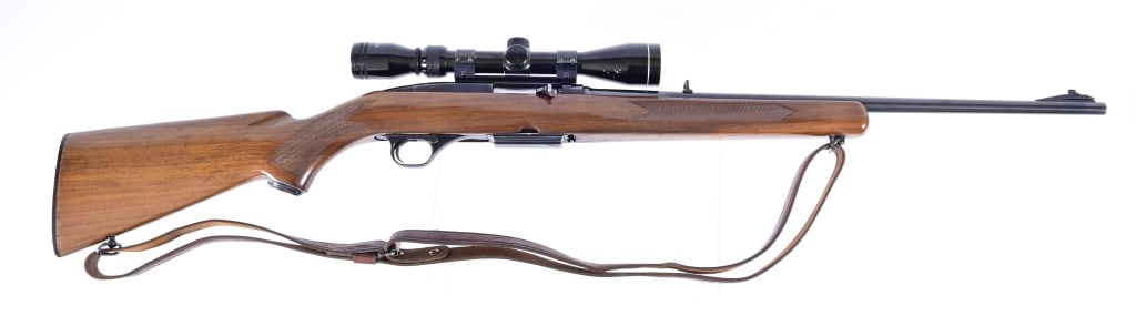 Winchester Model 100 .308 Rifle: Tasco 3x9 Silver Antler scope. 22" barrel. Made in 1962. S/N 53359. Modern.