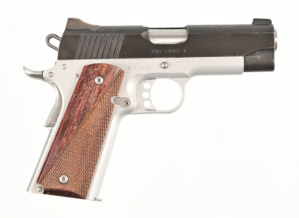 Kimber Model Pro Carry II .45 ACP: 4" barrel. In original factory case. Decent condition. SN: KR305639. Modern.
