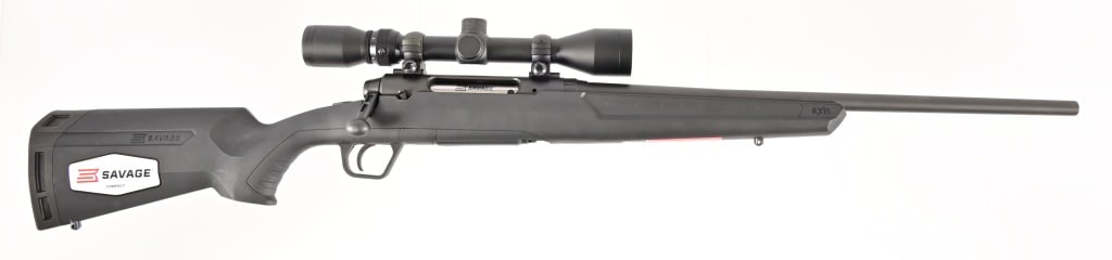 Savage Axis XP 6.5 Creedmoor Rifle: S/N: P445628. Bolt action rifle, with Weaver 3x9 scope. 20" barrel, modern.