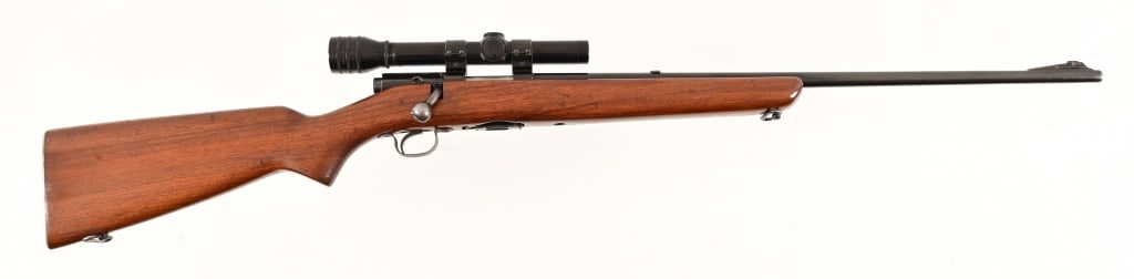 Winchester Model 43 .218 Bee Rifle: SN 42100A . 24" barrel, good bore. Very nice condition. Made in 1951. With sling and Redfield 4x scope. Modern.