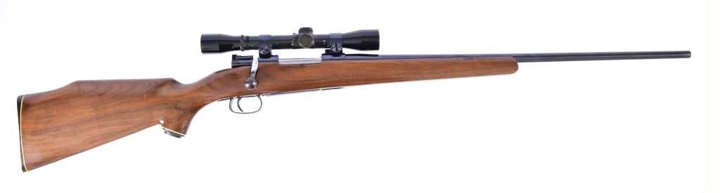 Mauser 7x57 Bolt Action Rifle With Scope: 24" barrel. Swift Mark ii Game Scope 4x32. S/N 09468. Modern.