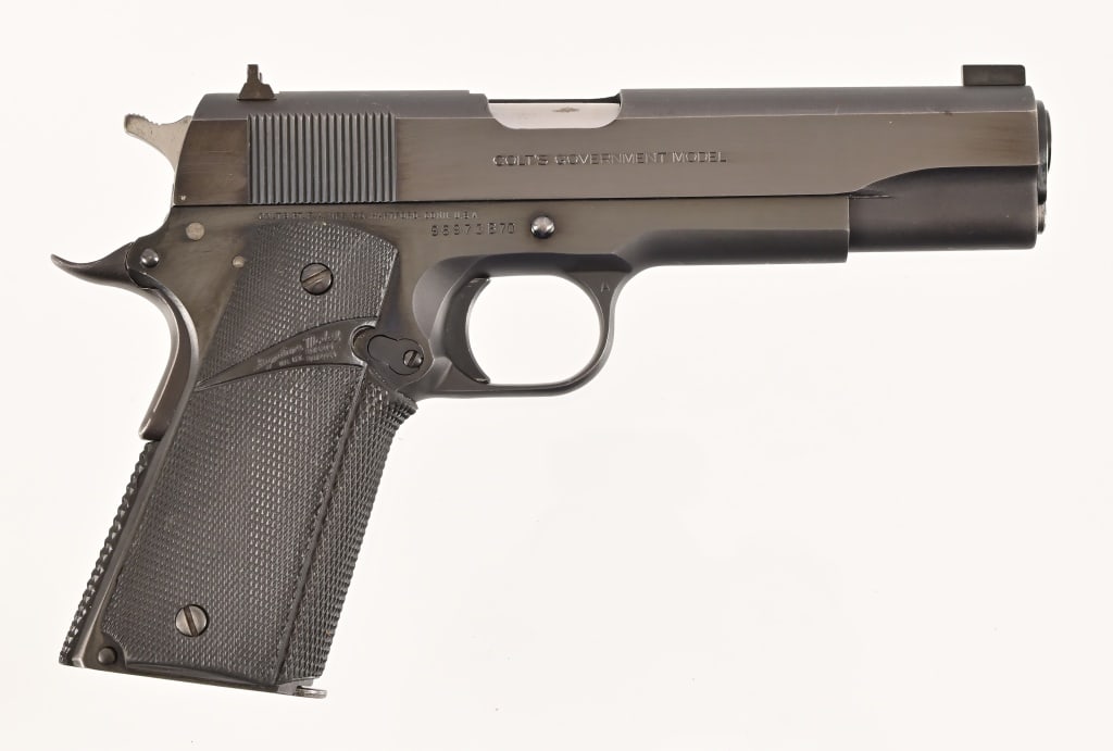 Colt Government Model 1911 .45: SN 96973B70. 5" barrel, good bore. Nice conditon, 70 series. Rubber grips. Modern.