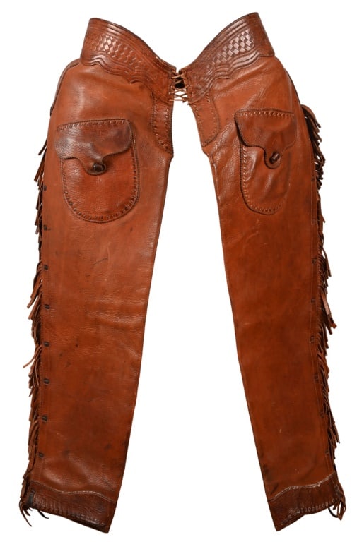 Antique Fringed Shotgun Leather Chaps Tyler Beard Collection (1 of 1)
