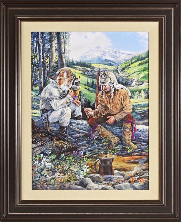 The "Last Mountain Man" By Marian Anderson: Frame 40 3/4" x 33 3/8" - Print 29 1/4" x 23 3/4" Listed Artist