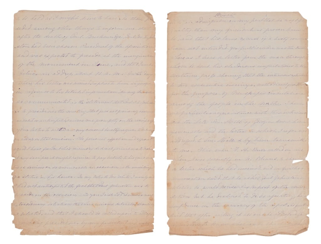 Confederate President Jefferson Davis Letter 1883 (1 of 18)