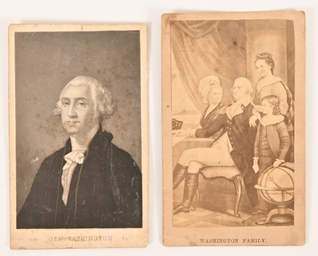 2 Antique George Washington Portrait Cards: Each measures approximately 2 1/2" x 4".