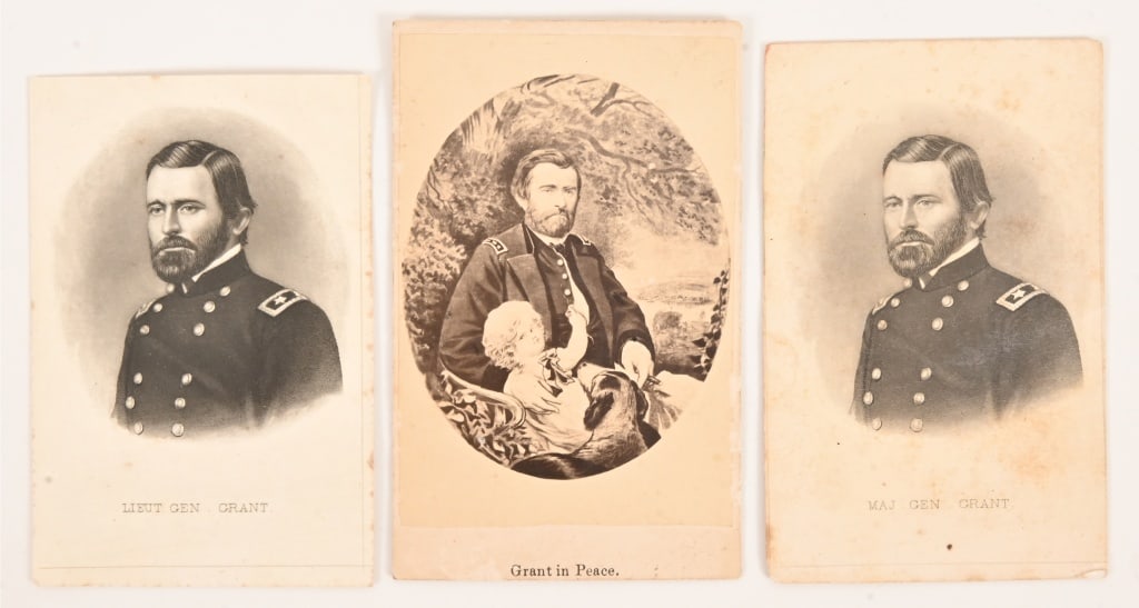 3 General U.S. Grant Civil War Portrait Cards: Each measures approximately 2 1/2" x 3 3/4".
