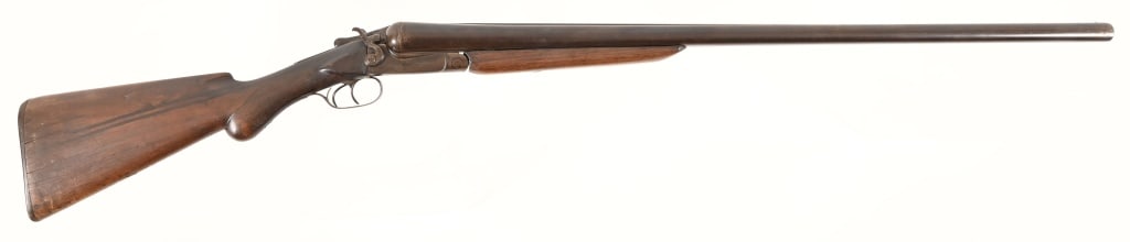Antique 10 Gauge D/B Shotgun: 32" barrels, double hammers, dark bores. No maker's marks. Missing tang screw. Hammers work. Antique.