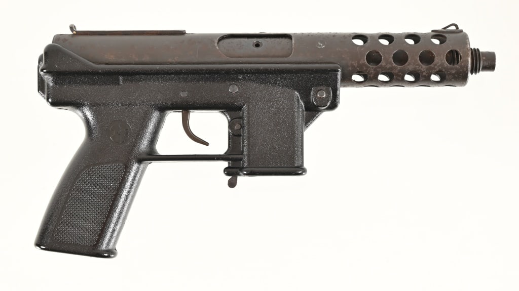 Intratec Tec-9 9mm Pistol: 5" barrel, semi auto pistol, rusted, no magazine, unsure on functionality. SN: 49137. Modern.