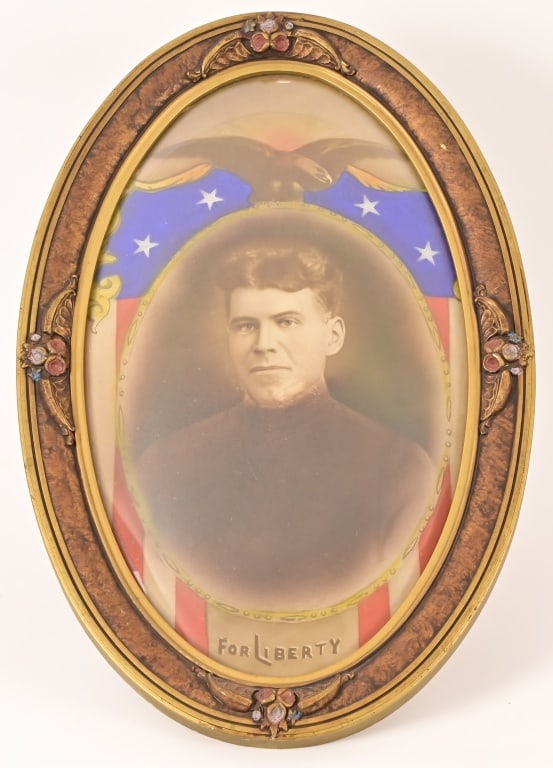 WWI Hand-Tinted Soldier Portrait Oval Frame (1 of 5)