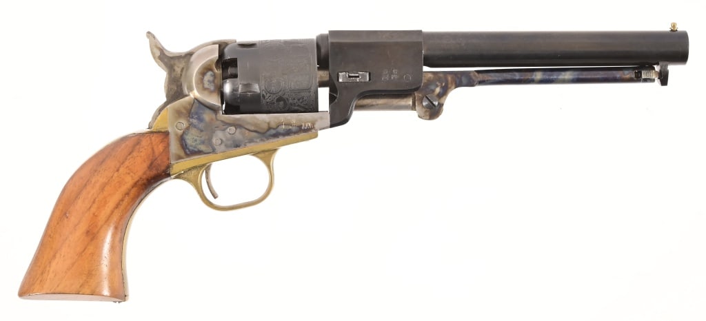 Italian Black Powder .31 Pocket Revolver: S.N 1573. Round 5.75" barrel, blued finish, case hardening seen on frame. Very good condition. Black Powder.