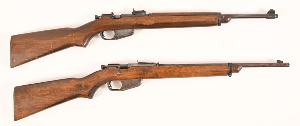 2- Hoban Company Number 4 .22 Rifles: Each has 20" barrel, both are bolt action rifles, bores are fair. Made as single shot boys rifle in the late 1940's-50s. . Modern.