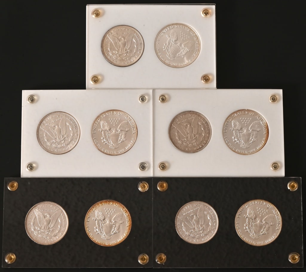 Five 100 Year U.S. Silver Dollar Sets - 5