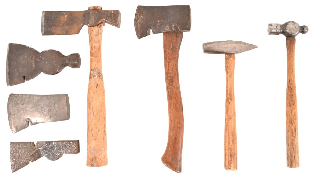 Collection Vintage Winchester Hammers: Roofing hammers, hatchets, and hammers.