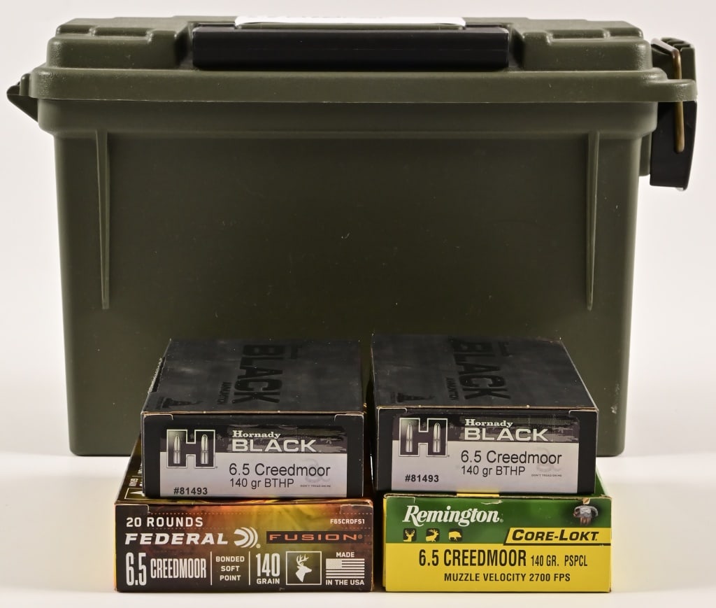 80 Rounds Assorted 6.5 Creedmoor Ammo: Brands include Hornady, Remington, and Federal.