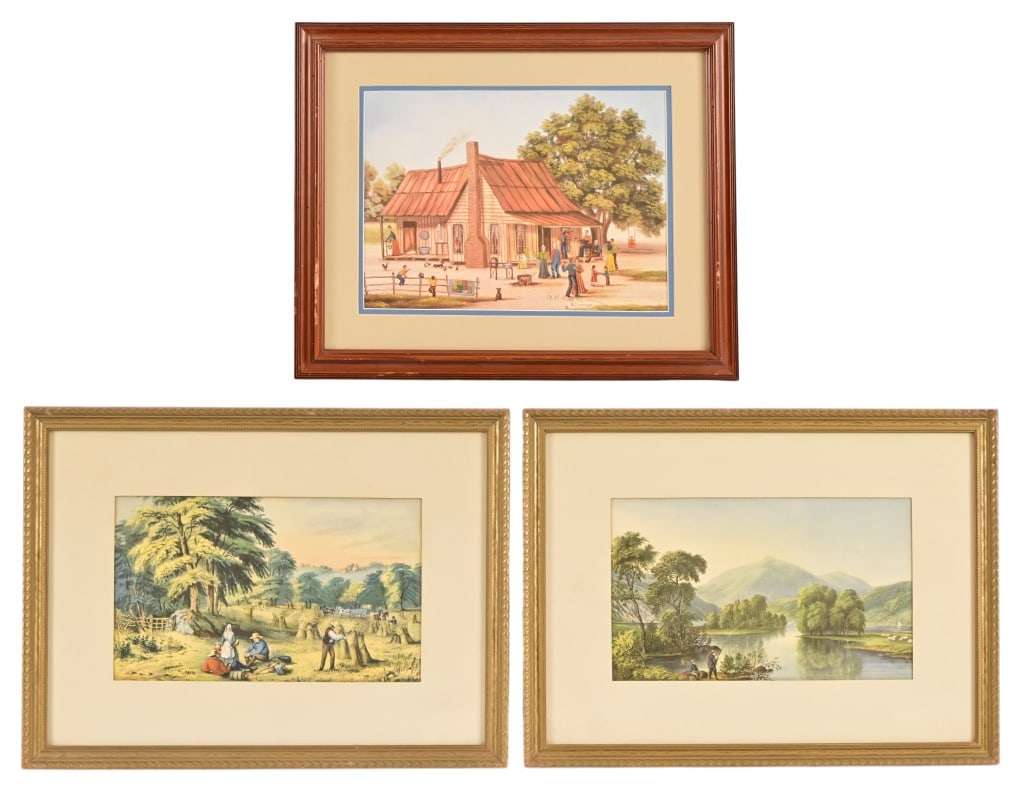 (3) Folk Art Prints, Framed: Includes and artist proof by Beth Cummings. All framed approximately 16" x 21"
