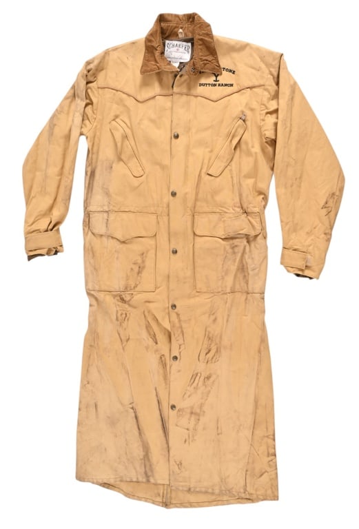 Yellowstone Colby Dutton Ranch Duster And Gloves: Colby's Schaefer Outfitter Duster size M and stunt Colby roping gloves. Glenn Jackson served as the primary stunt double for Denim Richards, who played Colby Mayfield on Yellowstone. Also 1 pair og