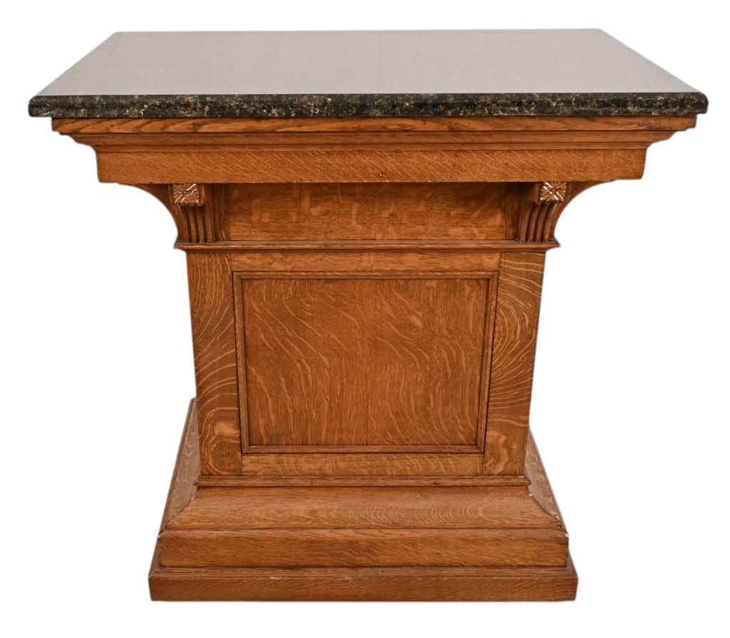 Oak Pedestal With Marble Top (1 of 11)