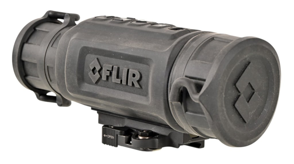 FLIR ThermoSight R-Series Thermal Scope: Working condition. High-performance night vision hunting optic detects heat instead of visible light, highlights the hottest heat sources in red. 60 Hz refresh rate for fast image rendering of moving 