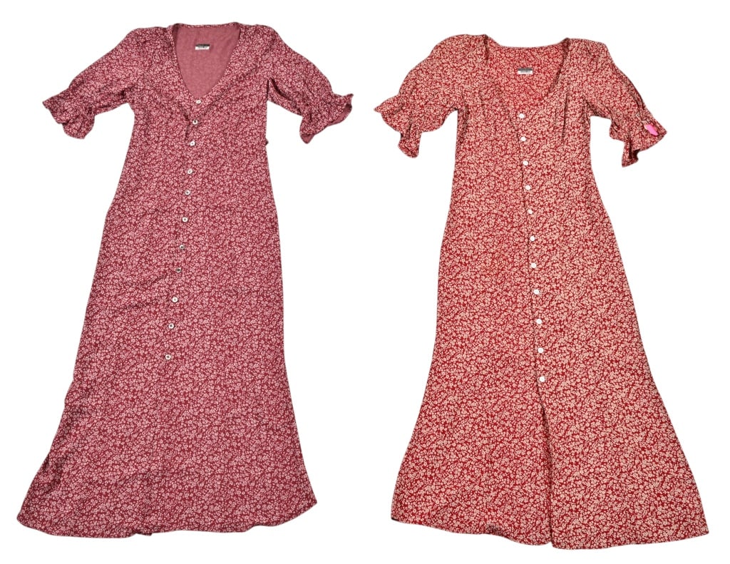 Yellowstone Prop Wardrobe Custom Sun Dresses: From the popular TV series Yellowstone. No size available. Burgundy with white floral pattern. Not tagged with sizes.