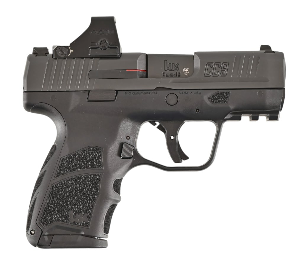 HK CC9 9mm Semi-Auto Pistol: 3.25" Barrel, with Holosun Green Dot, 10 Rd Mag, S/N B019106, Modern
