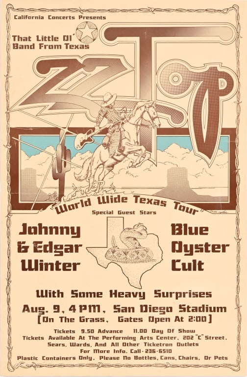 ZZ Top 1976 World Wide Texas Tour Poster (1 of 3)