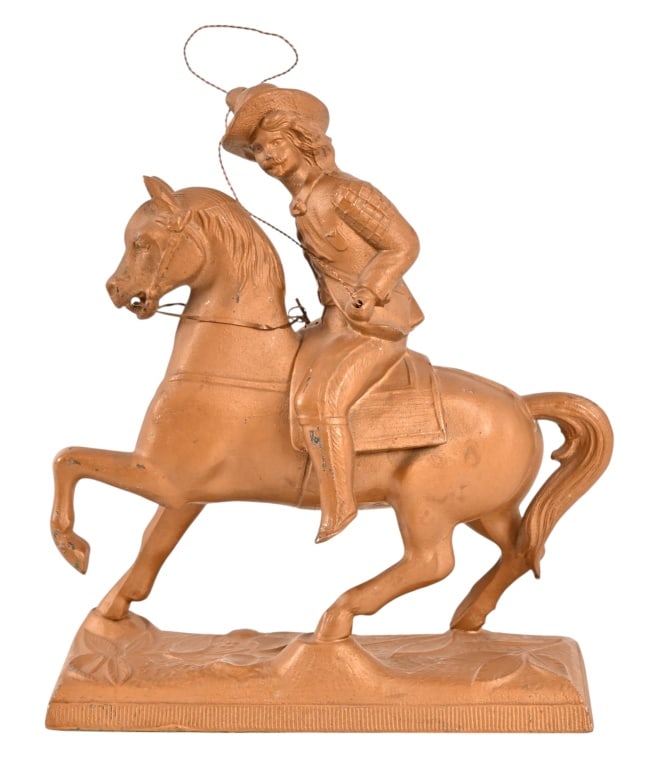 Buffalo Bill Cody Metal Statue: Circa 1870-1910. Measures approximately 8" x 3" x 9 1/2".