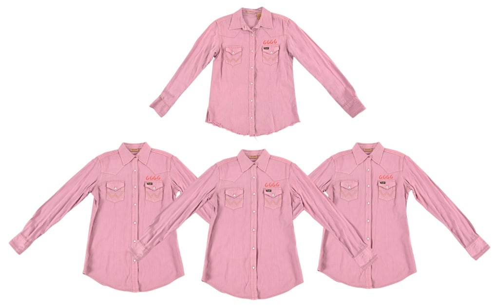 Yellowstone 6666 Ranch Prop Shirts: From the popular TV series Yellowstone. Four Wrangler Burgundy pearl snap 6666 Ranch shirts. 3 are size SM and 1M.