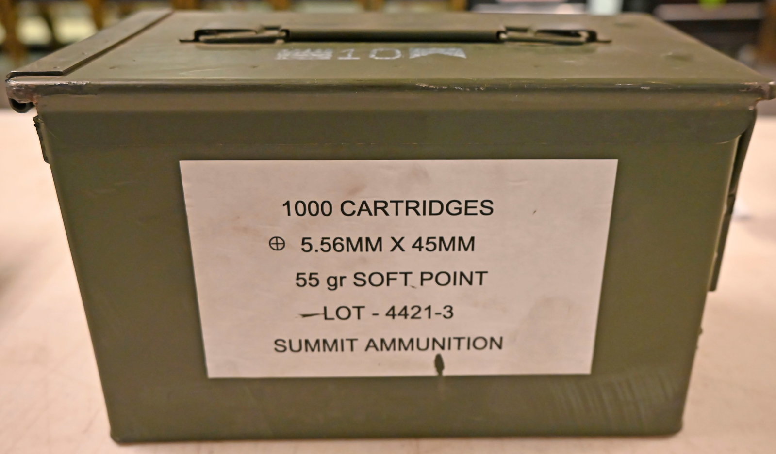 5.56 Summit Ammunition Soft Point 4000 Rounds: 5.56 x 45 Soft point 55 gr. four x 1000 round tins of factory remanufactured ammunition.