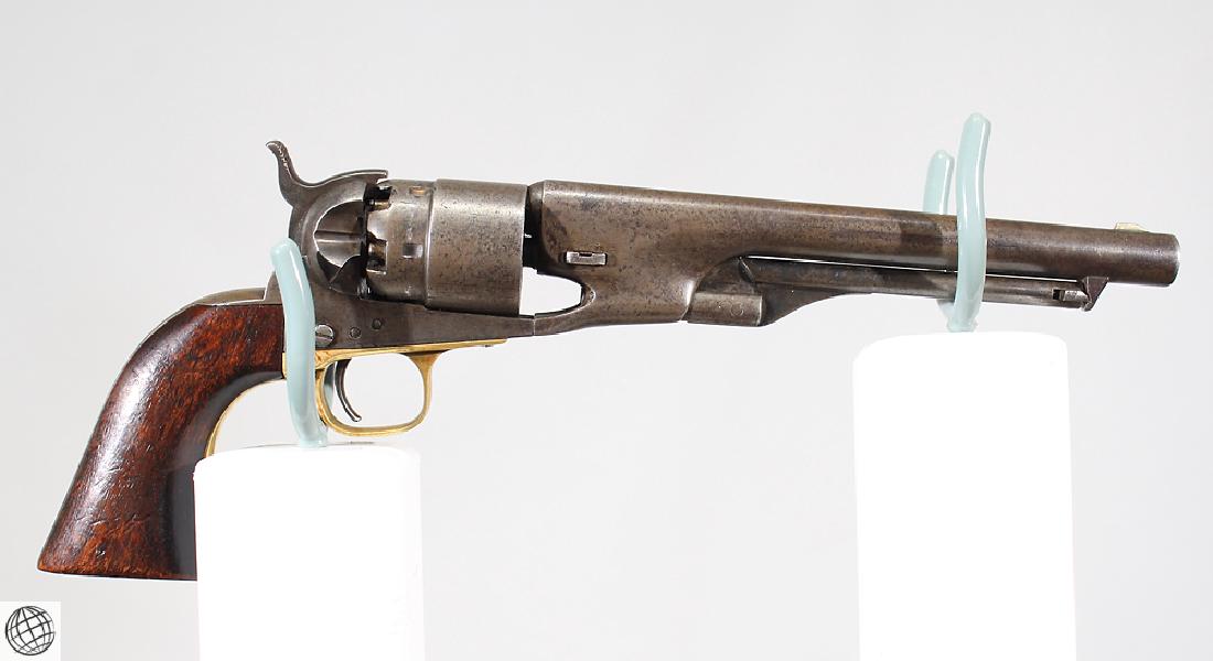 Model 1860 COLT ARMY REVOLVER 8" Bbl Matching Serial: Details: This Cold Model 1860 Army revolver bears matching serial number 21121 and patent date 1850 on cylinder.The barrel measures approx. 8".Please attend our live sale to inspect this and many oth